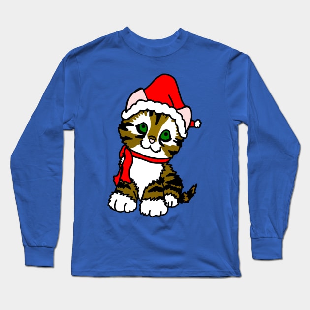 Christmas Kitten Long Sleeve T-Shirt by imphavok